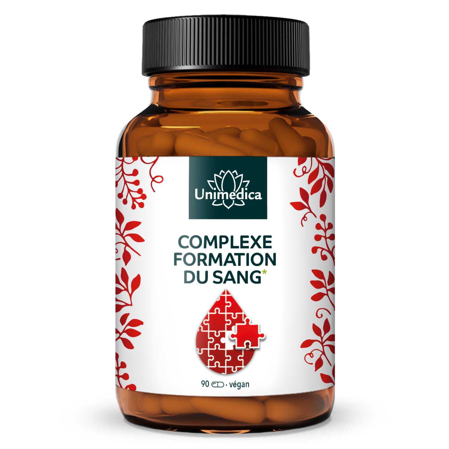 Complexe formation du sang* - avec du fer, de l'acérola, de la chlorophylle, du cuivre et des vitamines - 90 gélules - par Unimedica