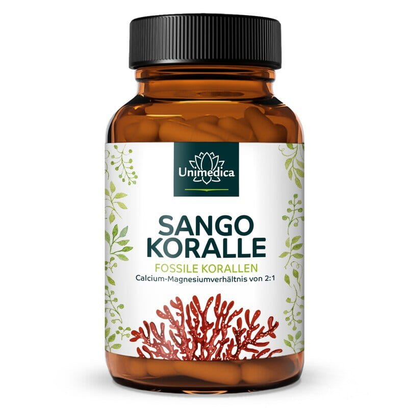Sango Koralle - fossile Korallen aus Okinawa (Japan) - 3.300 mg pro Tagesdosis (3 Kapseln) - 180 Kapseln - von Unimedica