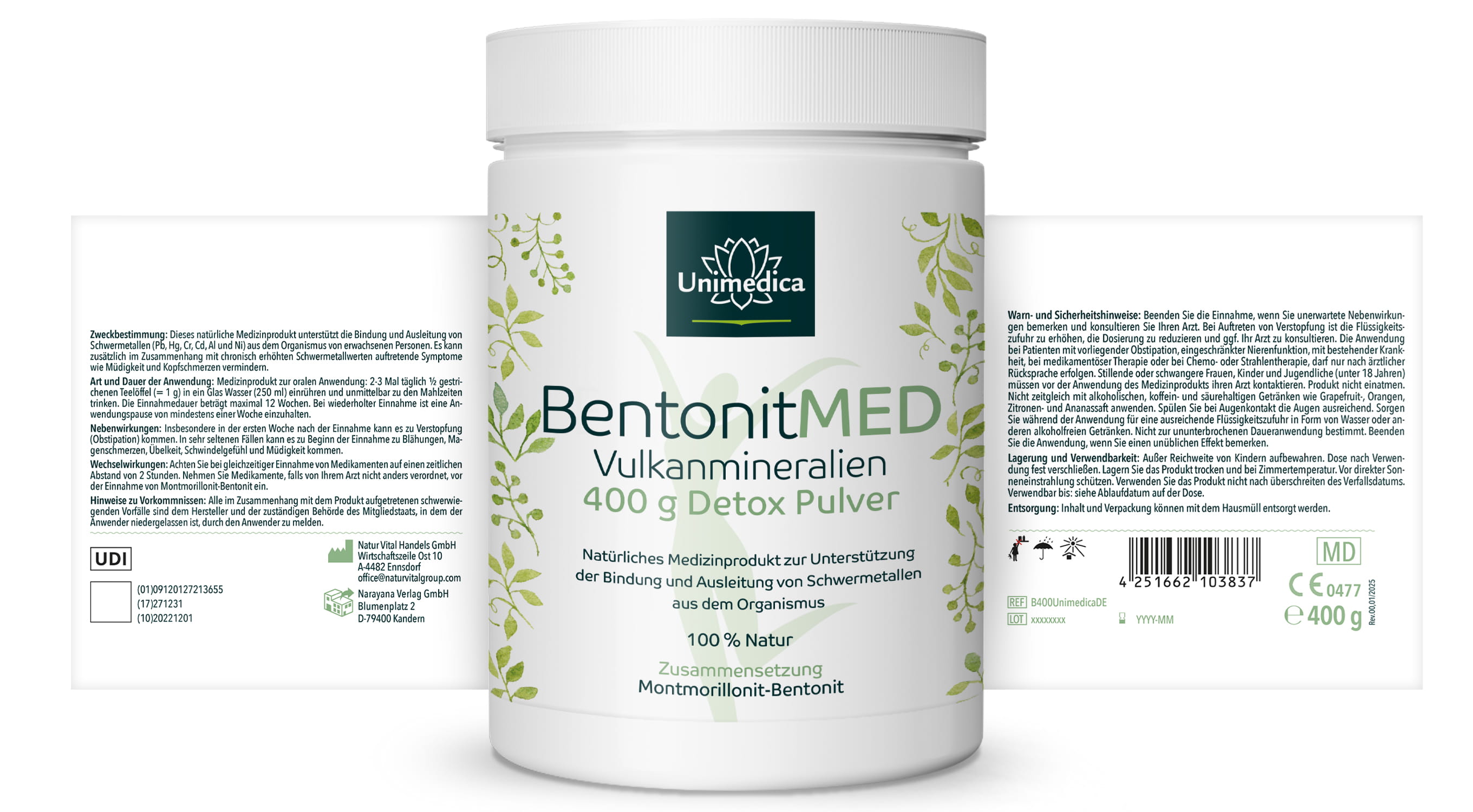 Bentonit Med® Detox Pulver - 400 g - von Unimedica