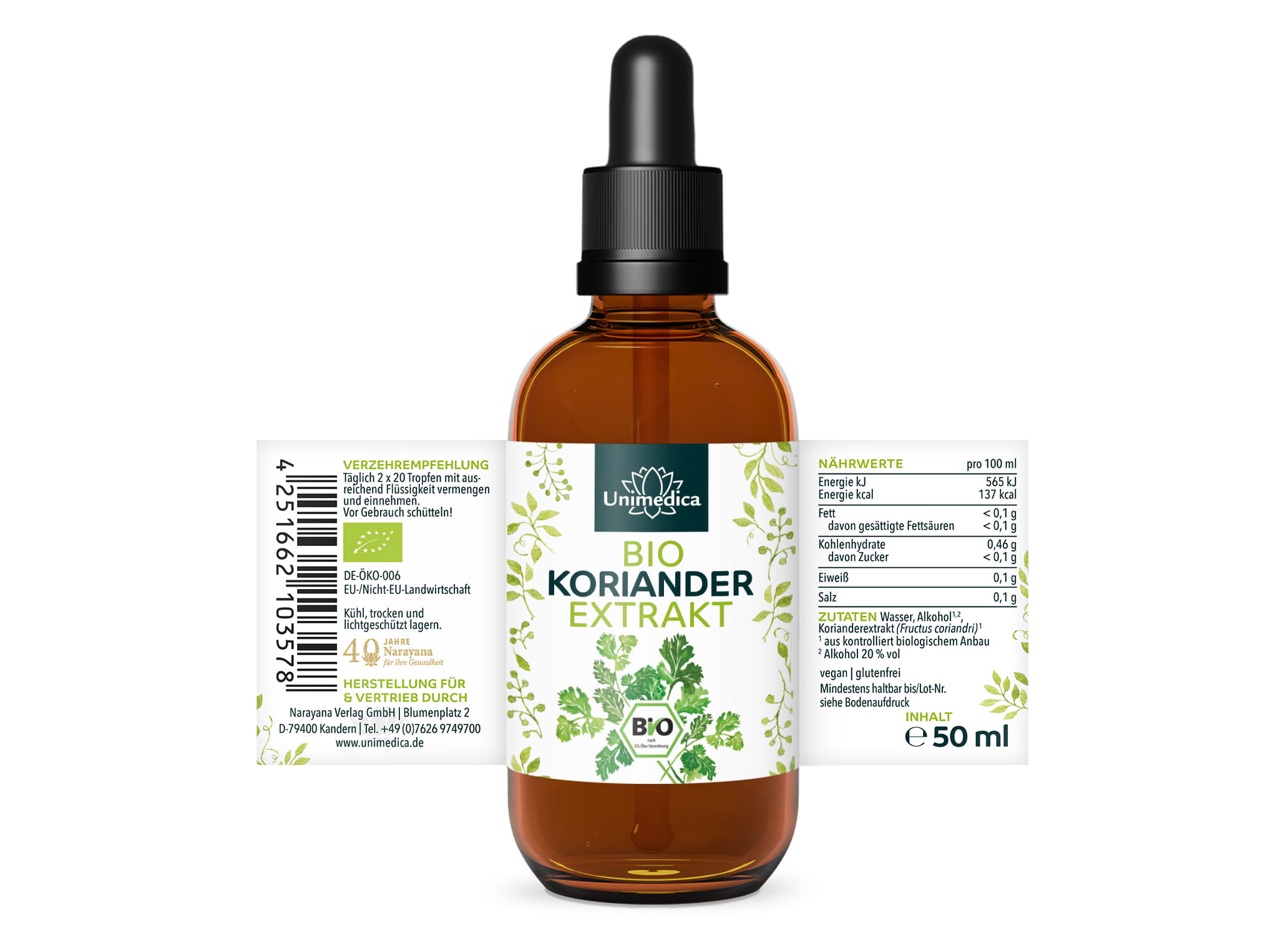 Bio Koriander Extrakt - 50 ml - von Unimedica
