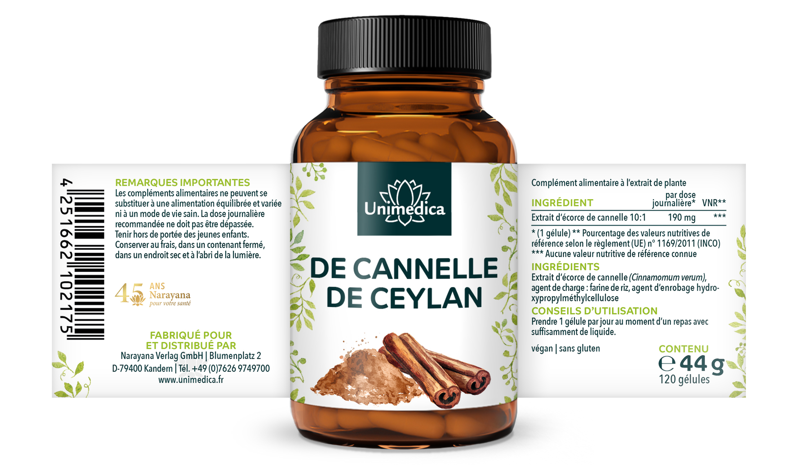 2er-Sparset: Ceylon Zimt Extrakt 10:1 - 2 x 120 Kapseln - von Unimedica