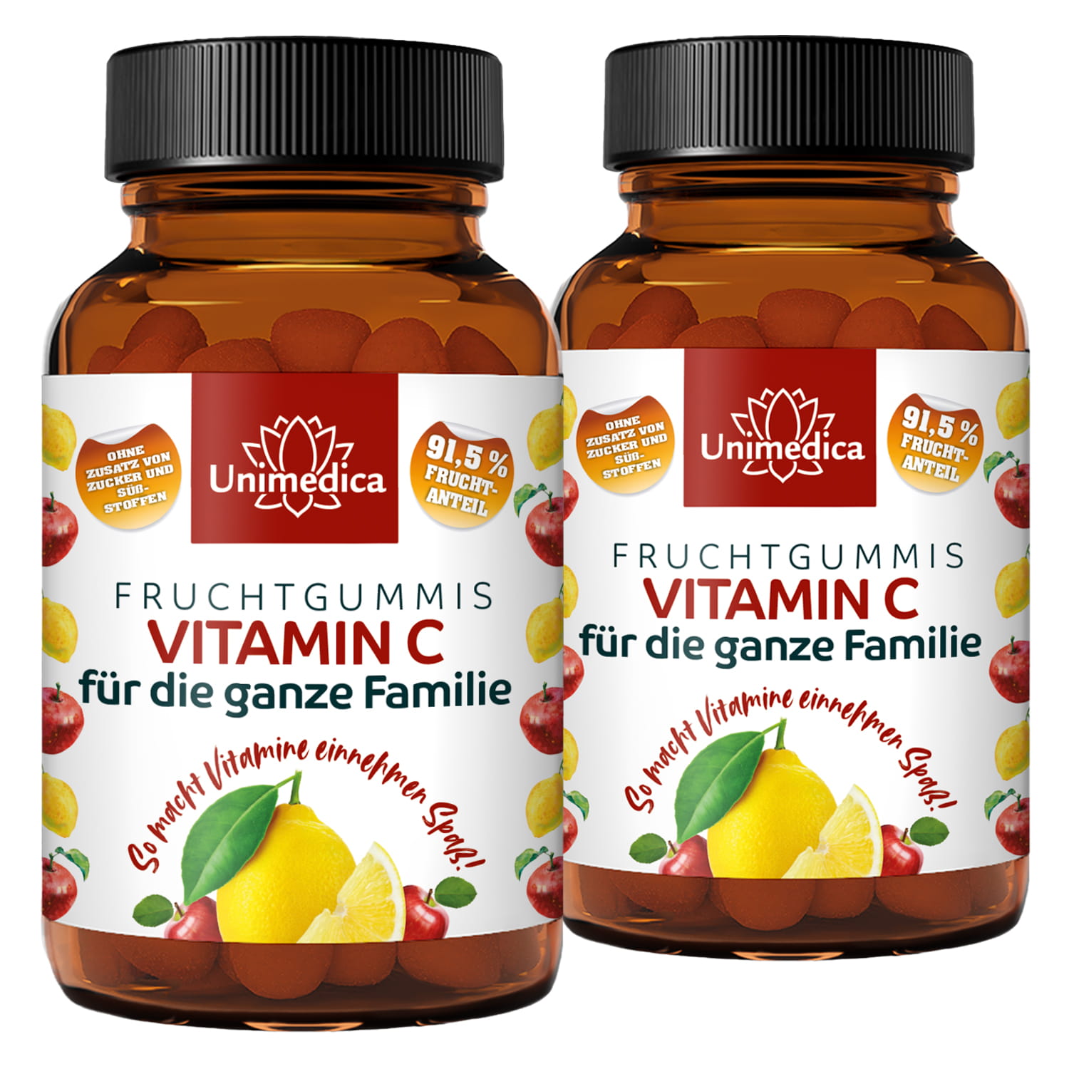Lot de 2: Gommes aux fruits à la vitamine C pour toute la famille - 2 x 60 gommes - par Unimedica