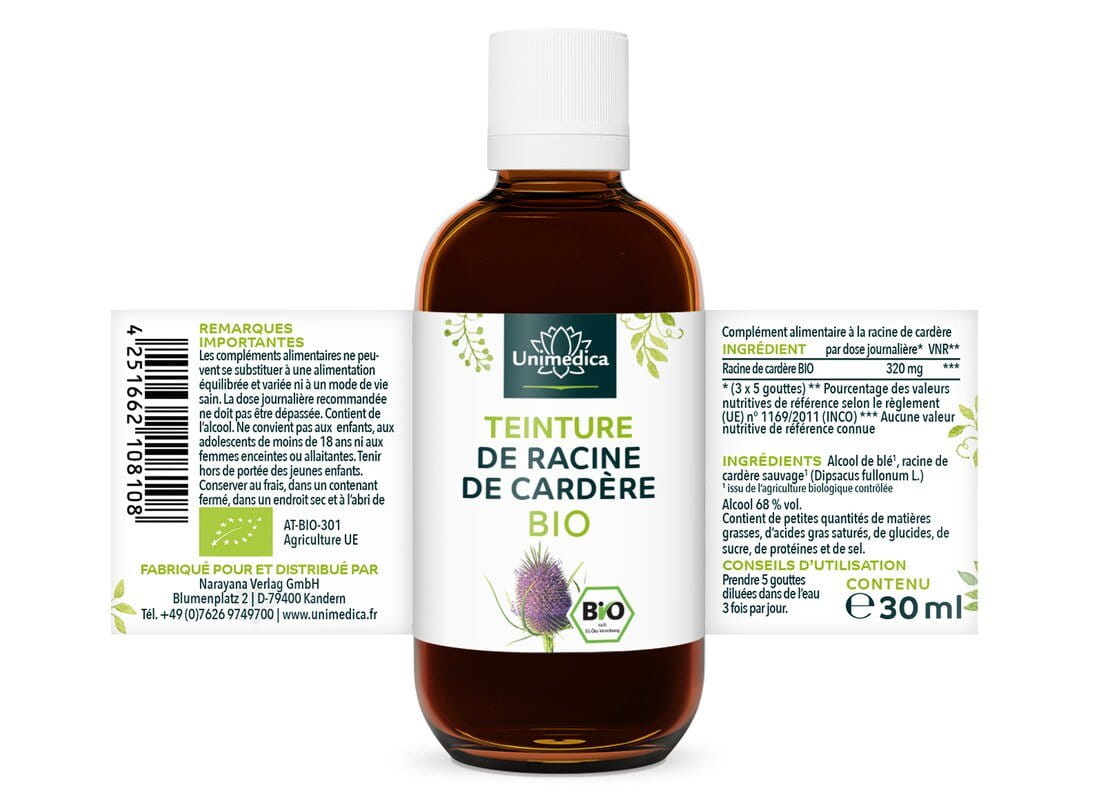 Teinture de racine de cardère BIO  30 ml  par Unimedica