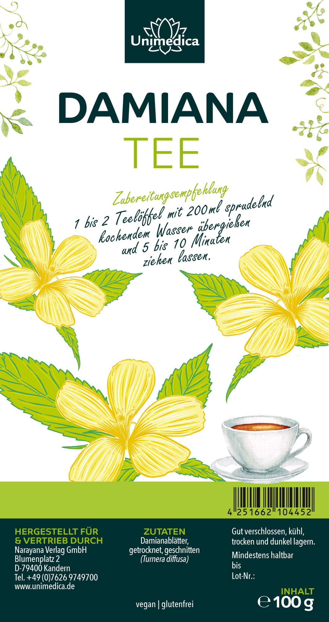 Damiana Tee - 100 g - Turnera diffusa - loser Kräutertee - von Unimedica