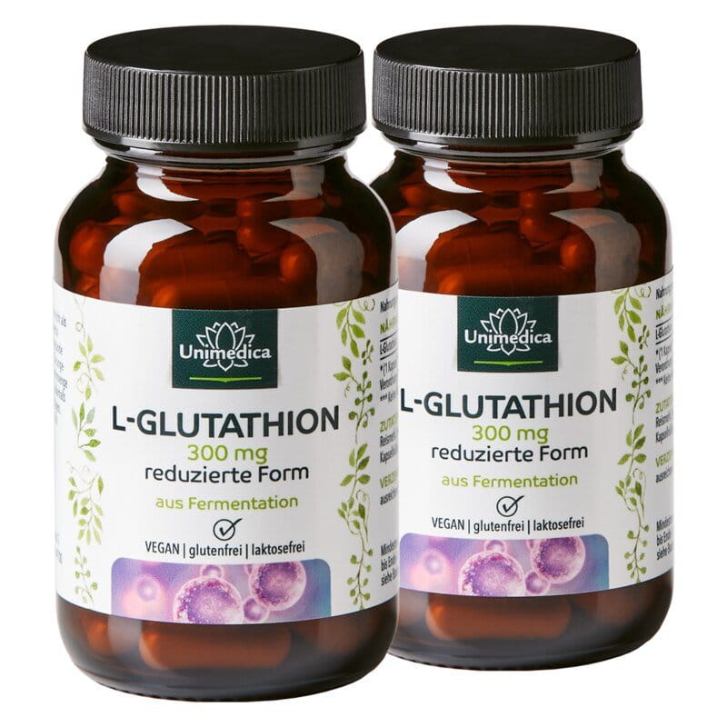 2er-Sparset: L-Glutathion - reduzierte Form aus natrlicher Fermentation - 300 mg pro Tagesdosis (1 Kapsel) - 2 x 60 Kapseln - von Unimedica, Nahrungsergnzungsmittel mit L-Glutathion - Narayana Verlag 2er-Sparset: L-Glutathion - reduzierte Form aus natrlicher Fermentation - 300 mg pro Tagesdosis (1 Kapsel) - 2 x 60 Kapseln - von Unimedica, Nahrungsergnzungsmittel mit L-Glutathion - Narayana Verlag