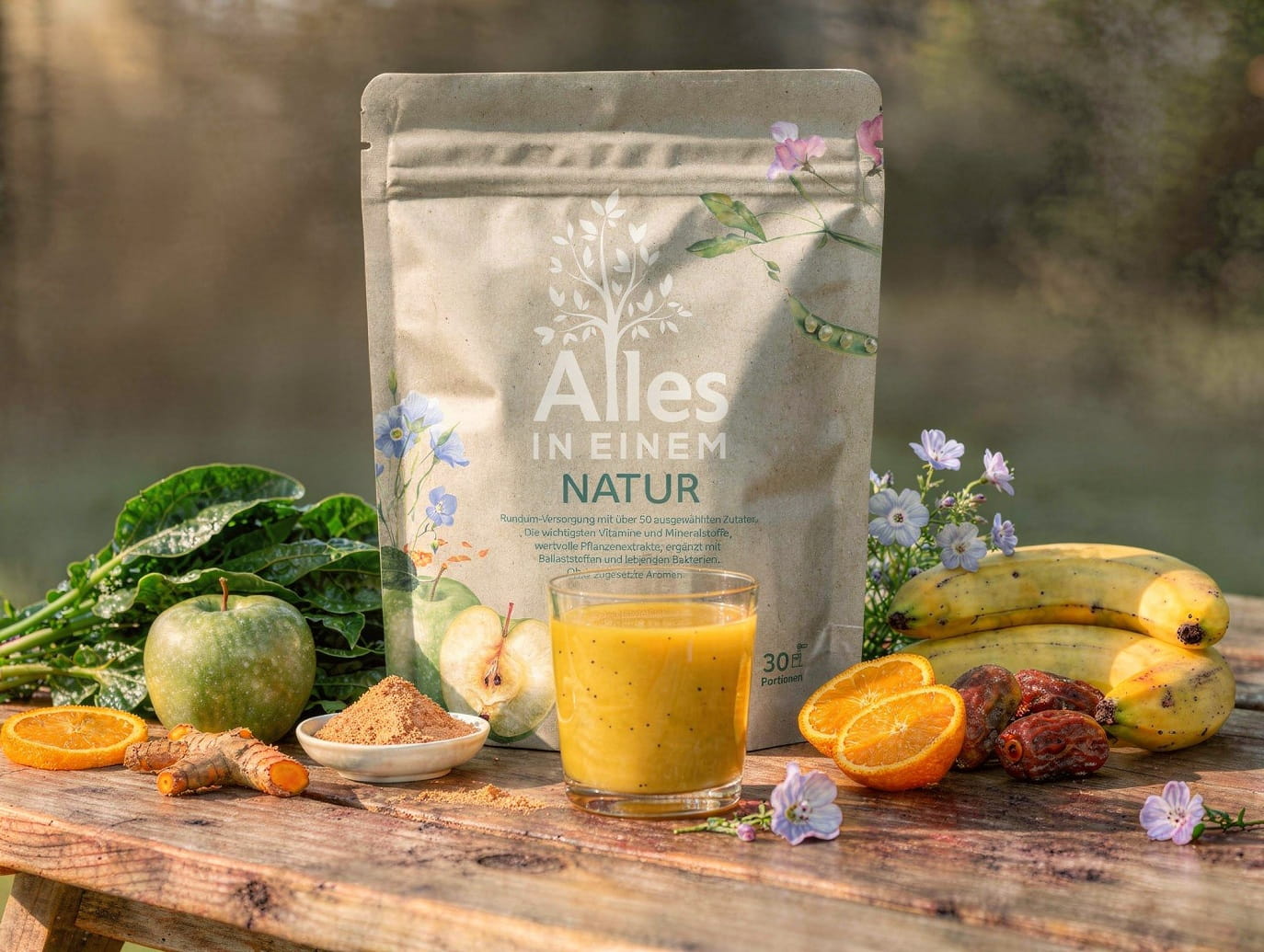 ALLES IN EINEM Natur - All-in-One-Drink - Basis-Nährstoff-Komplex - 30 Portionen - Pulver - 885 g - von Unimedica