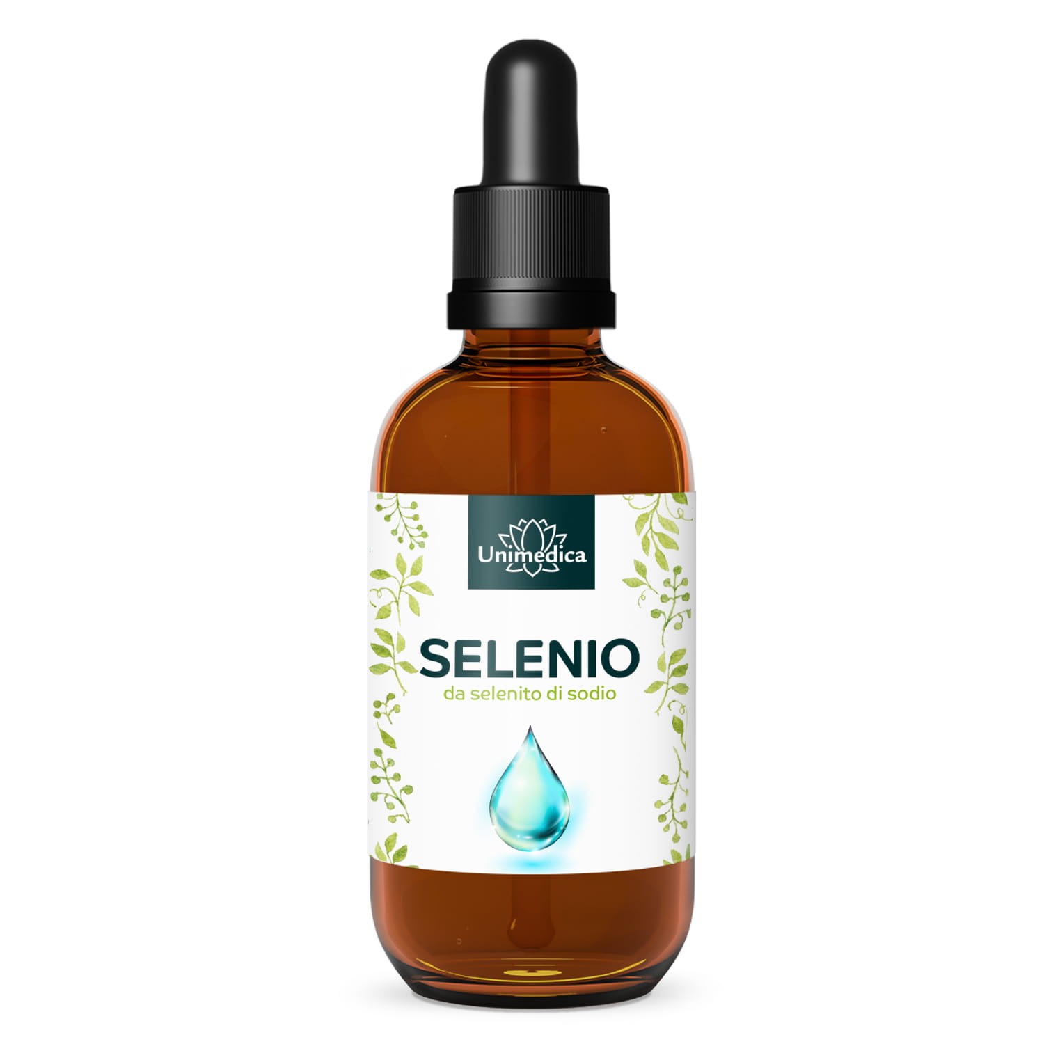 Gocce di selenio - 200 µg per dose giornaliera, ad alto dosaggio (4 gocce) - da selenito di sodio - 50 ml - di Unimedica