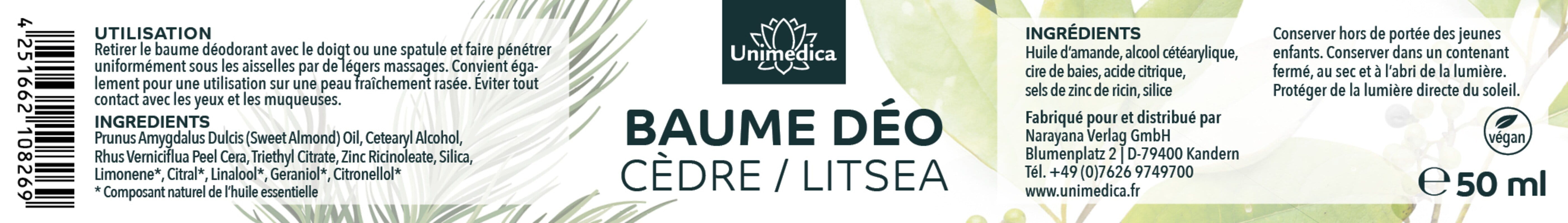 Baume déo cèdre-litsea  50 ml  par Unimedica