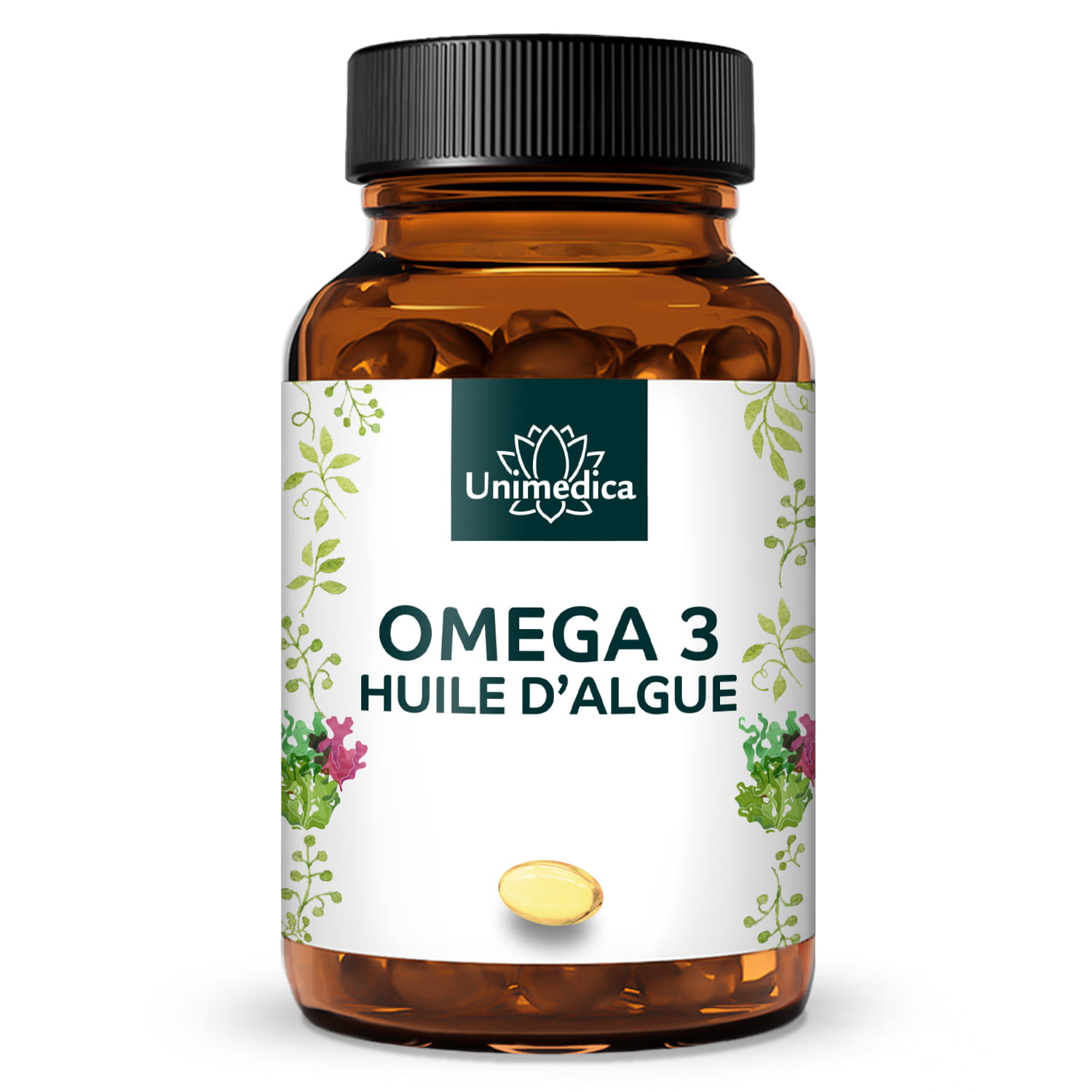 Huile d'algue en gélules - avec 250 mg de DHA - 90 gélules - par Unimedica