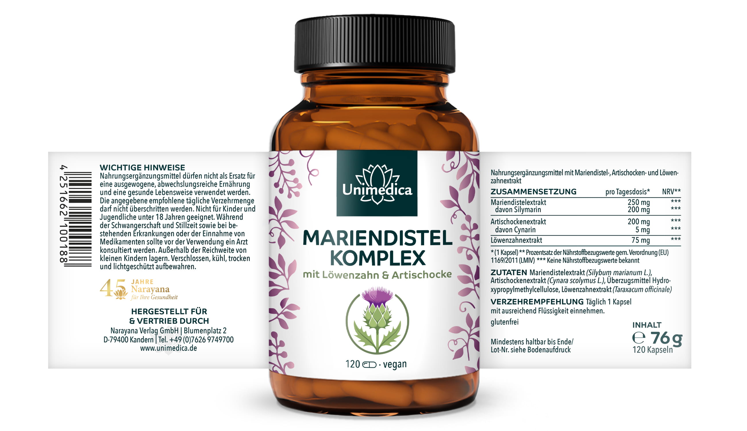 2er-Set: Mariendistel Komplex - 2 x 120 Kapseln - von Unimedica