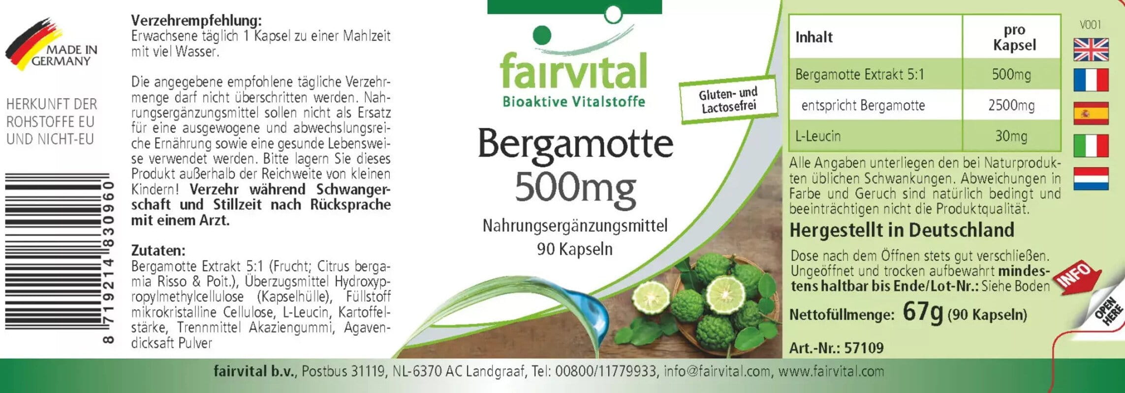 Bergamot 500mg - fairvital - 900 capsules