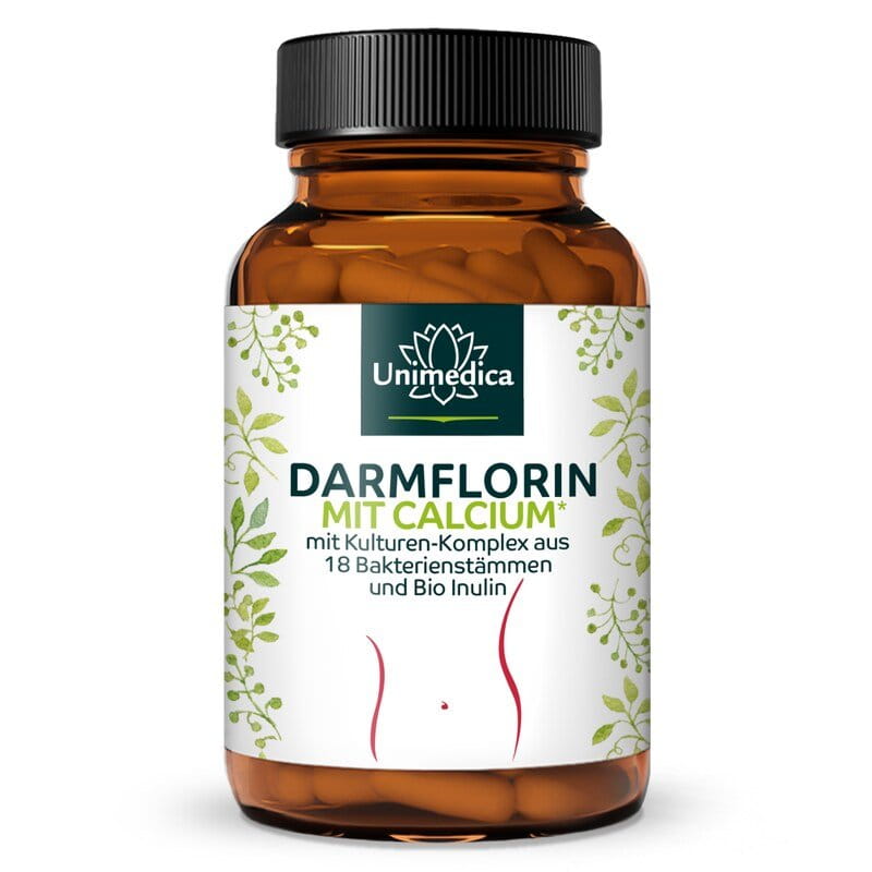 Darmflorin (intestinal flora) with Calcium  with cultured complex from 18 bacteria strains and organic inulin - 180 capsules - from Unimedica
