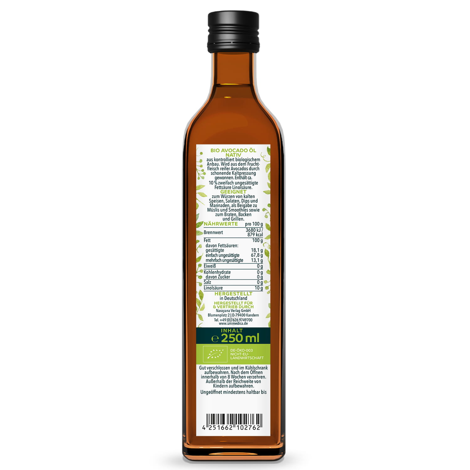 Bio Avocadoöl nativ - 250 ml - von Unimedica