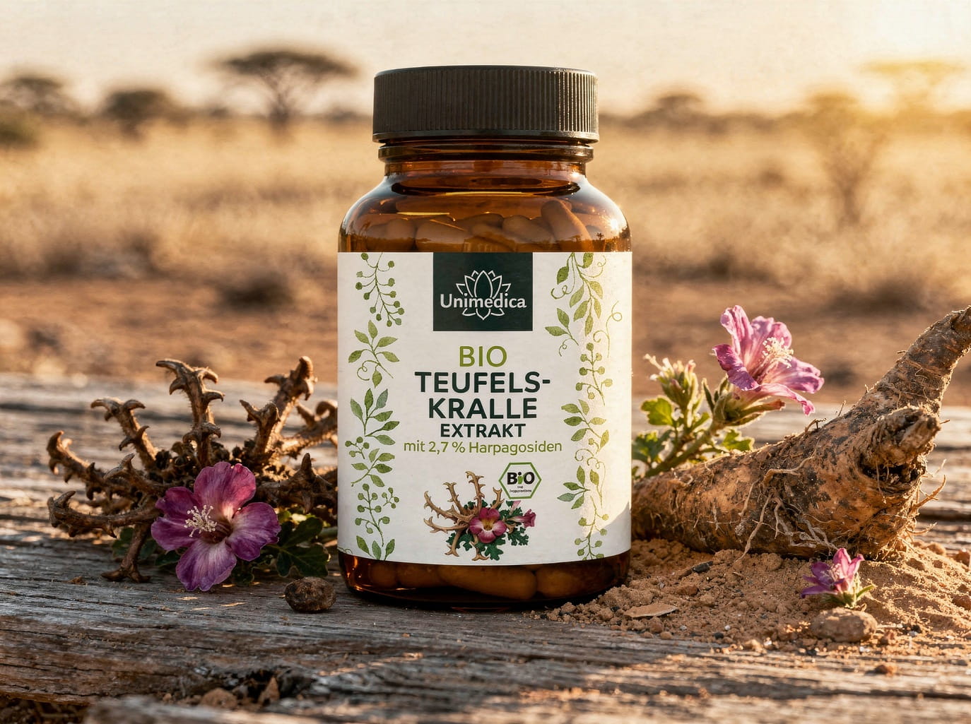 Bio Teufelskralle Extrakt - mit 2,7 % Harpagosiden - 1.500 mg Teufelskrallewurzelextrakt pro Tagesdosis (3 Kapseln) - 120 Kapseln