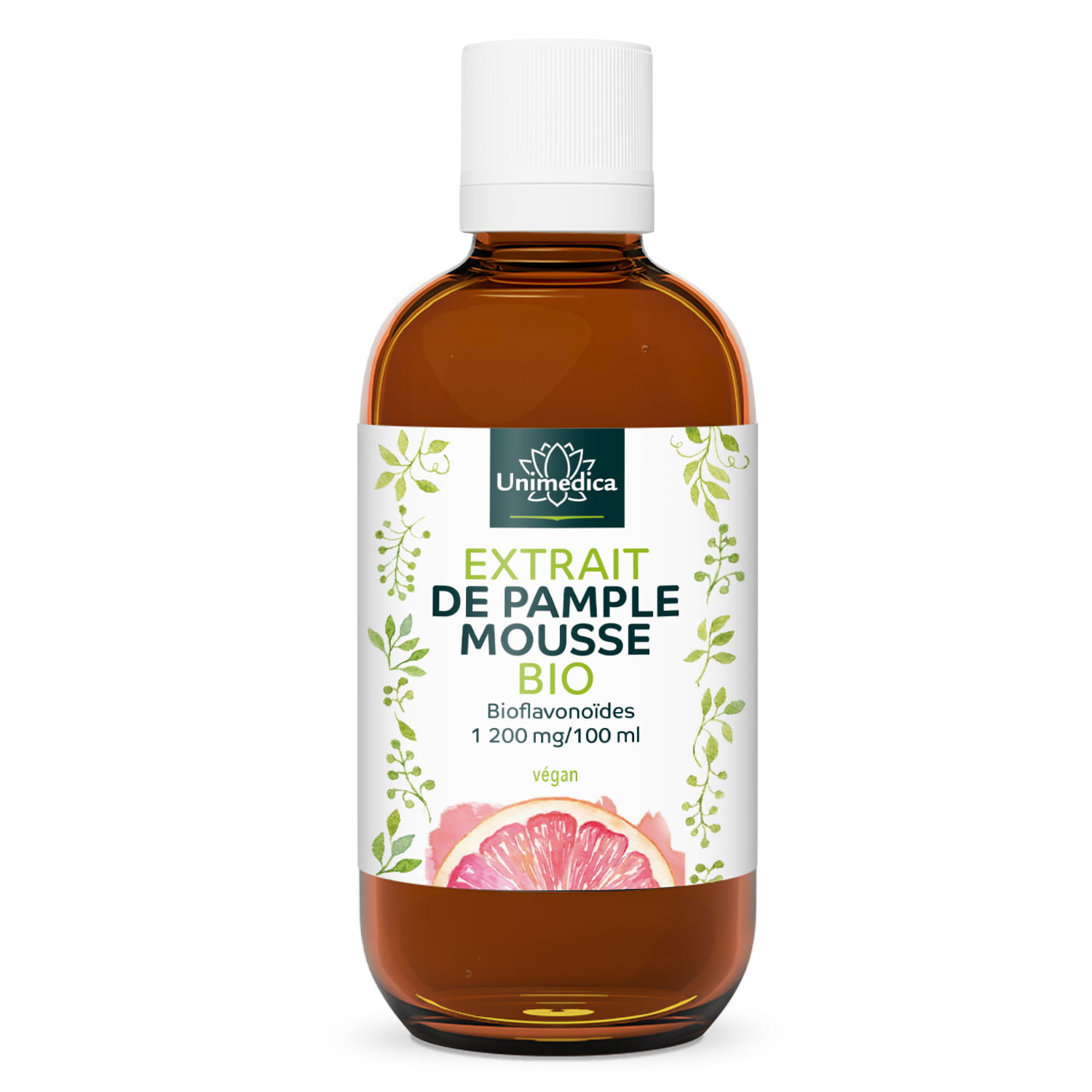 Extrait de pépins de pamplemousse biologique - 2600 mg par dose quotidienne (3 x 20 gouttes) - 100 ml - par Unimedica