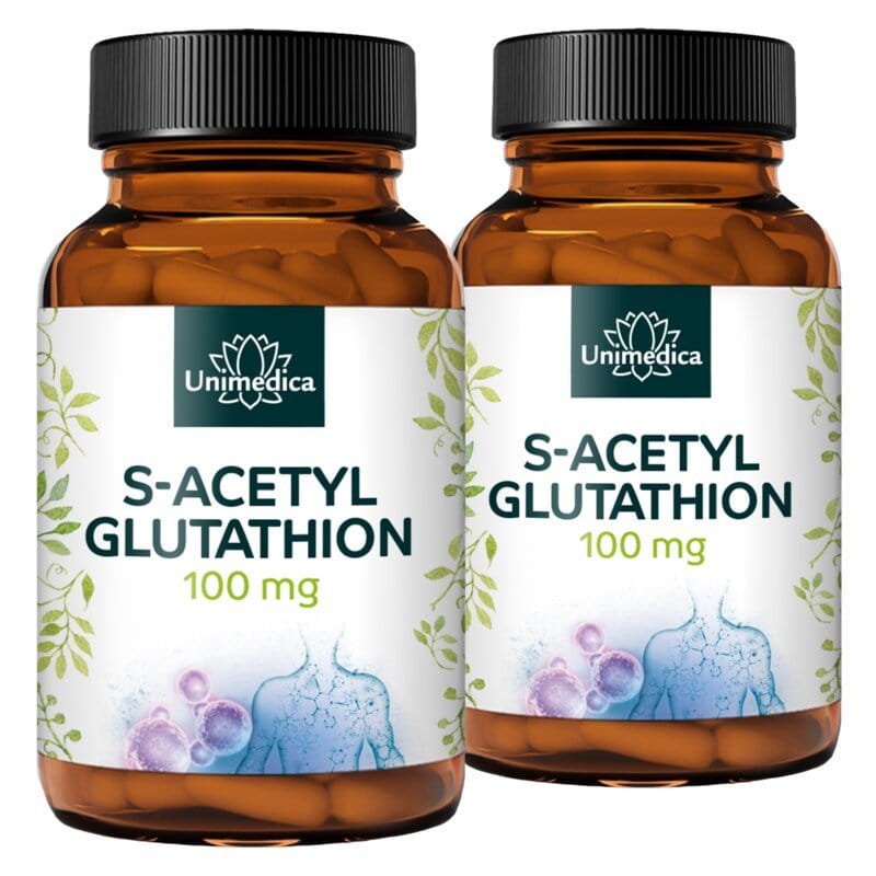 2er-Sparset: S-Acetyl-Glutathion - stabile Glutathionform - 100 mg pro Tagesdosis (1 Kapsel) - 2 x 60 Kapseln - von Unimedica, Nahrungsergnzungsmittel mit S-Acetyl-Glutathion - Narayana Verlag 2er-Sparset: S-Acetyl-Glutathion - stabile Glutathionform - 100 mg pro Tagesdosis (1 Kapsel) - 2 x 60 Kapseln - von Unimedica, Nahrungsergnzungsmittel mit S-Acetyl-Glutathion - Narayana Verlag