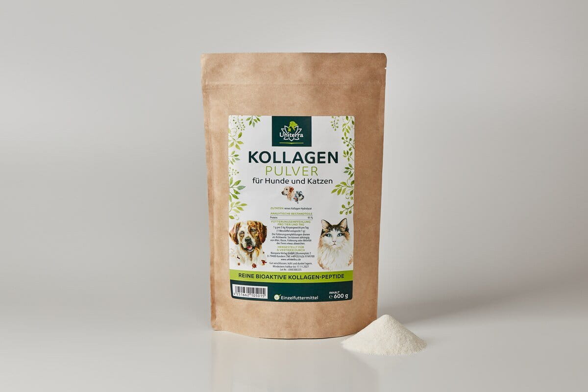 Kollagen Pulver für Hunde und Katzen - Kollagen-Hydrolysat vom Rind - Einzelfuttermittel - 600 g - von Uniterra