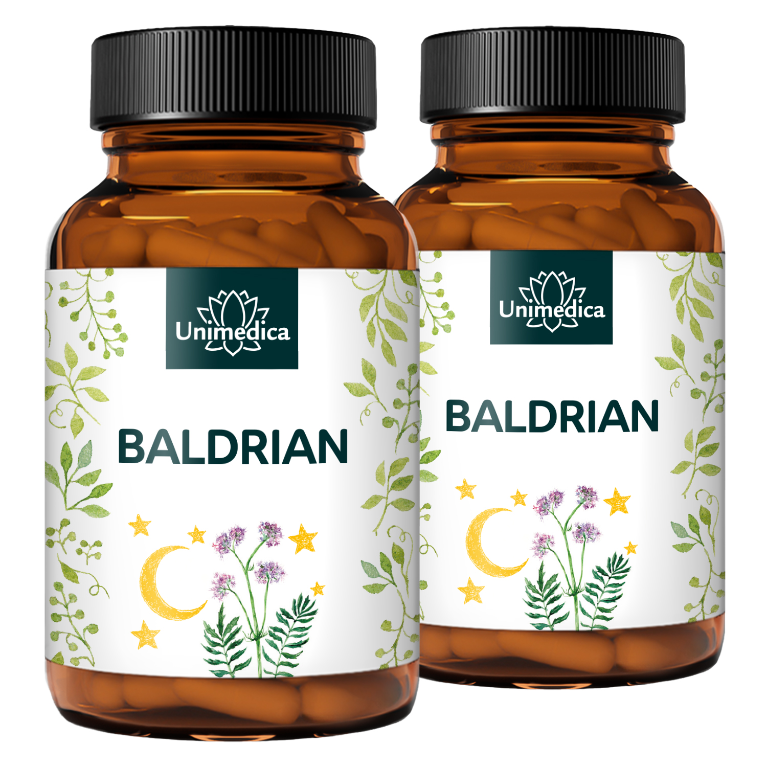 2er-Sparset: Baldrian -  500 mg pro Tagesdosis (1 Kapsel) - 2 x 180 Kapseln - von Unimedica