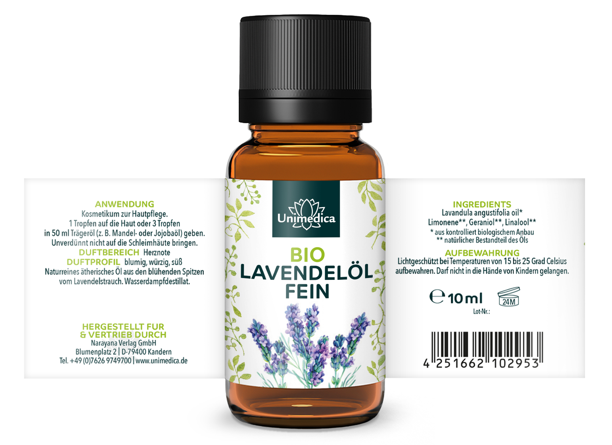Bio Lavendelöl - Lavendel fein - natürliches ätherisches Öl - 10 ml - von Unimedica