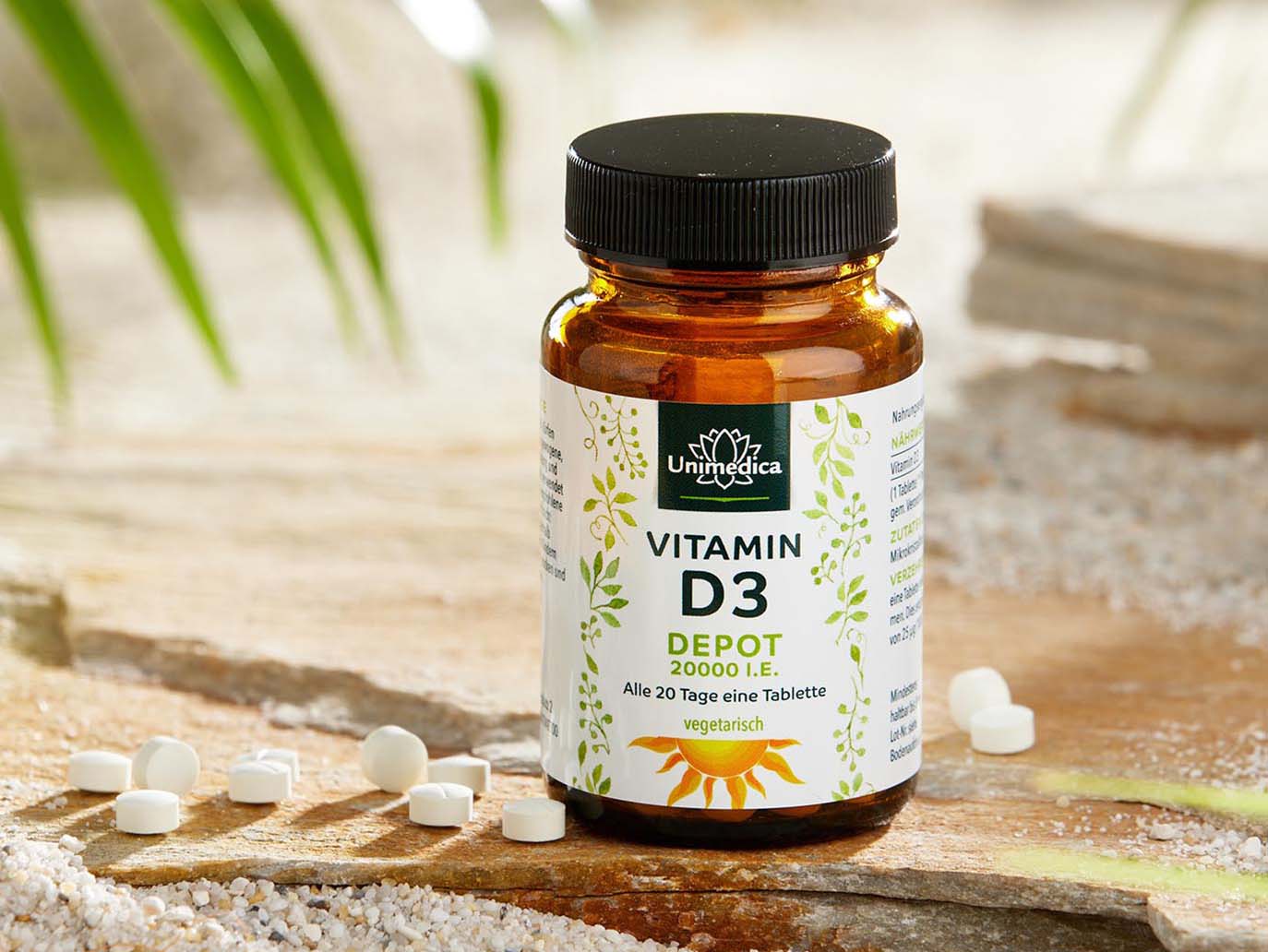 Vitamin D3 Depot 20.000 I.E. (Jeden 20.Tag 1 Tablette) - 120 Tabletten - von Unimedica