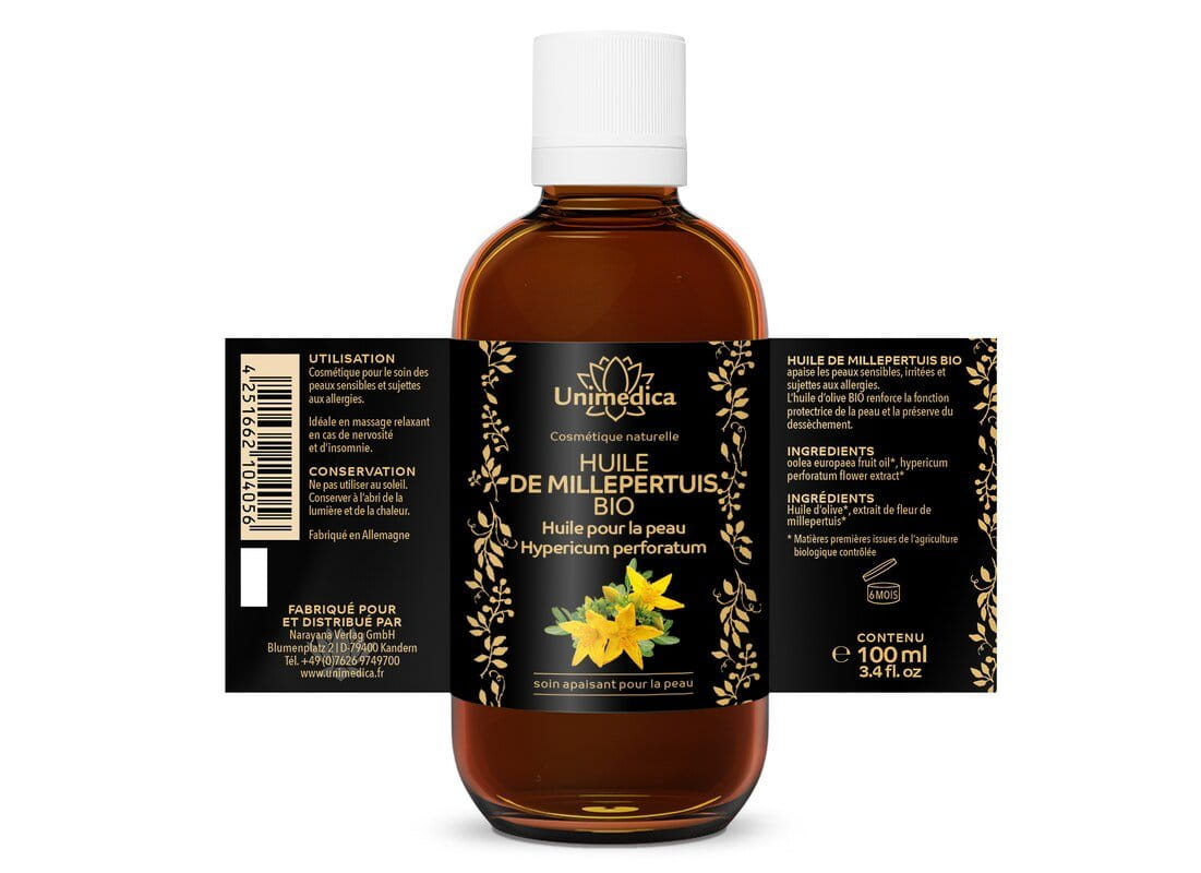 Huile de millepertuis bio pour la peau - 100 ml - par Unimedica