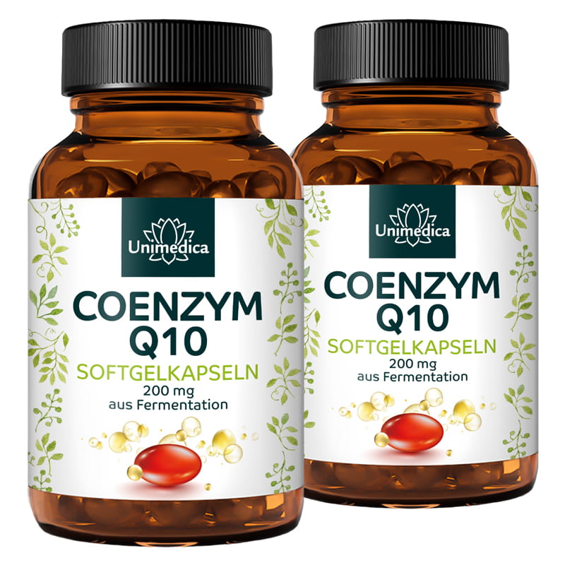 2er-Sparset: Coenzym Q10 - 200 mg - 2 x 120 Softgelkapseln - von Unimedica