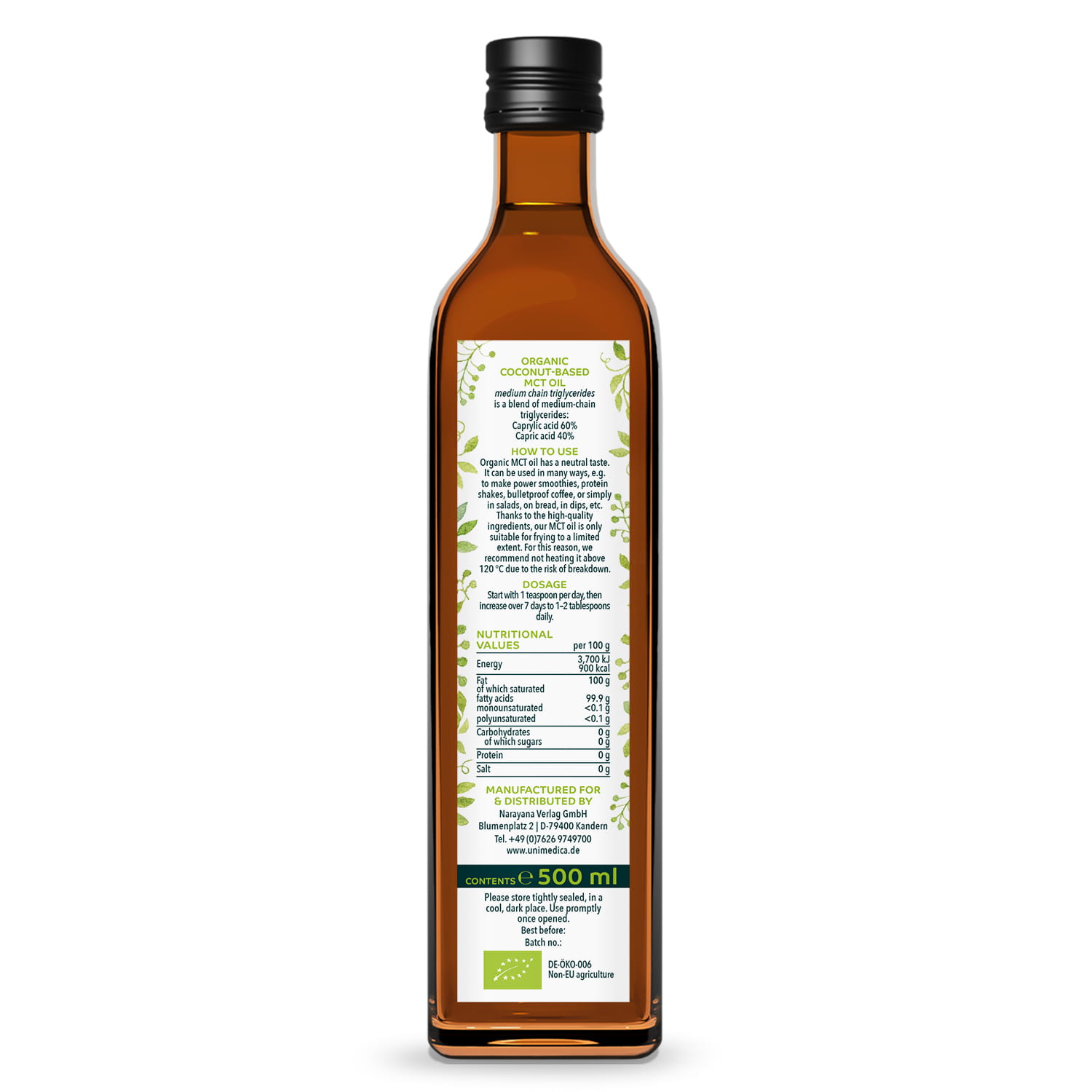 Organic MCT Oil - C8+C10 - 500 ml