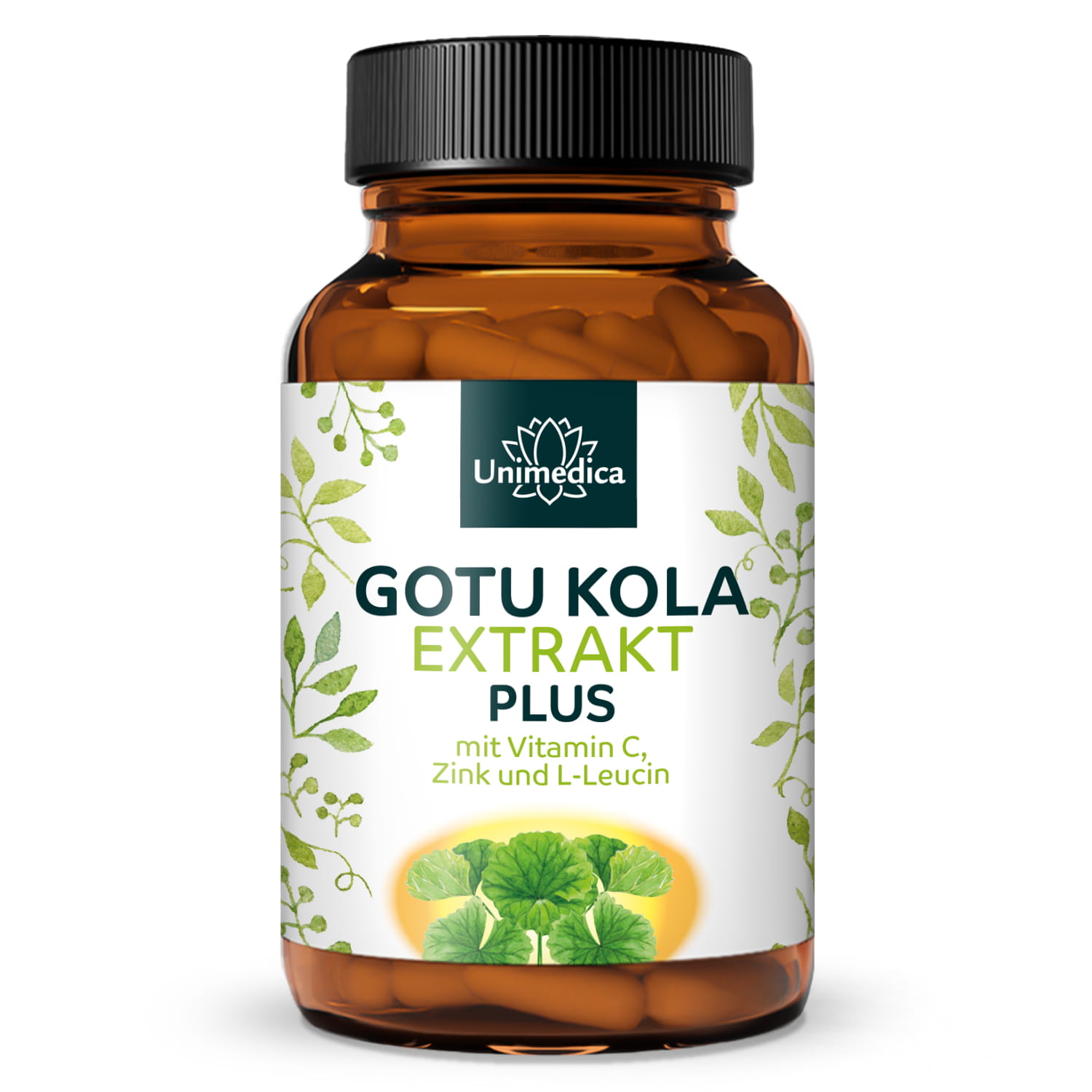 Gotu Kola Extrakt Plus - mit Vitamin C, Zink und L-Leucin - 120 Kapseln - von Unimedica