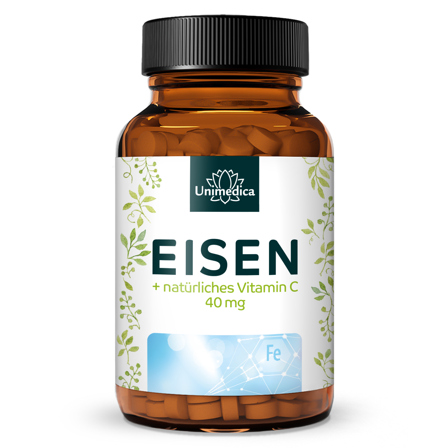 Eisen Tabletten - Eisenbisglycinat - mit natürlichem Vitamin C - 120 Tabletten - von Unimedica