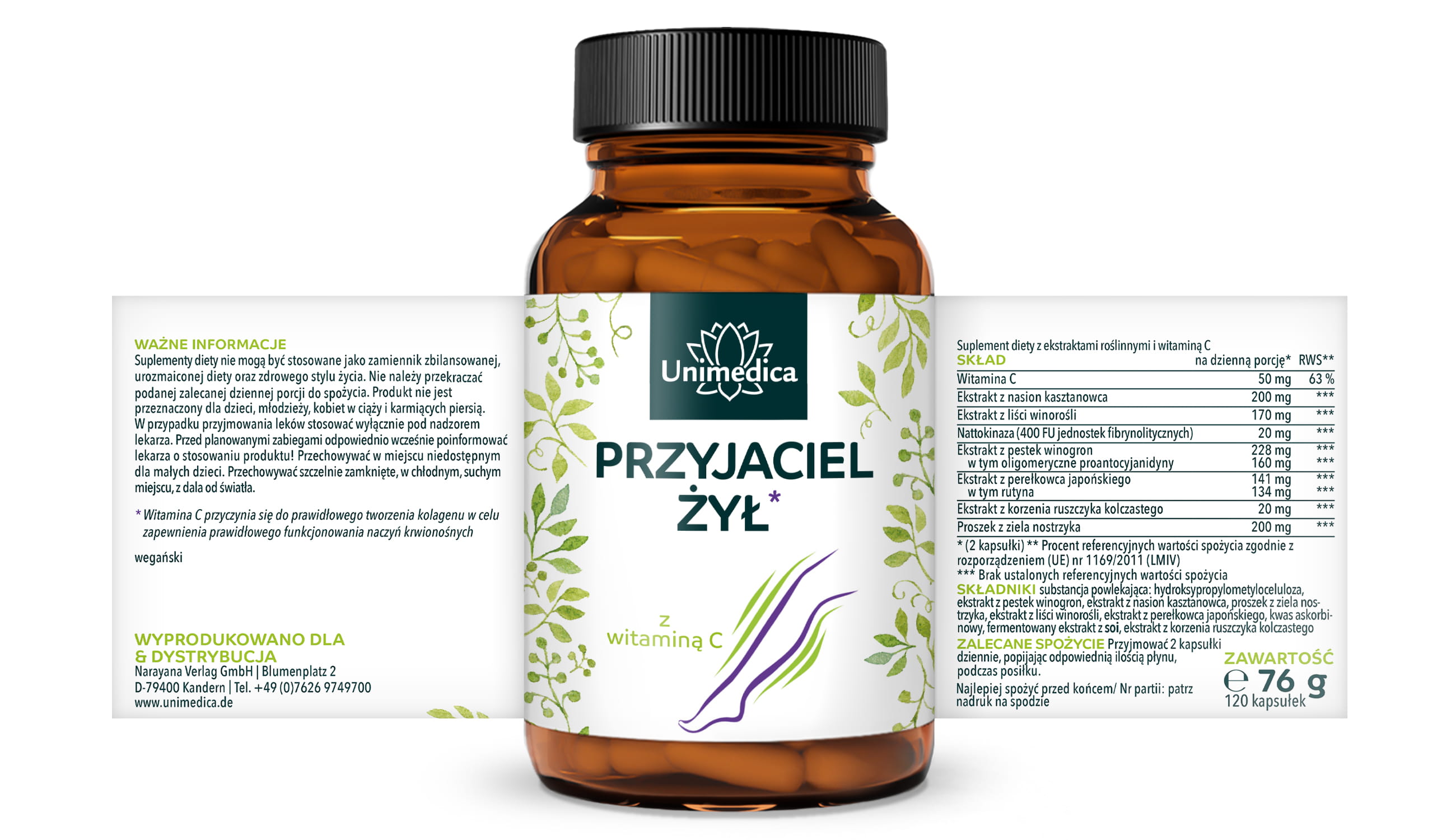 Przyjaciel żył* - kompleks z witaminą C i rutyną - 120 kapsułek