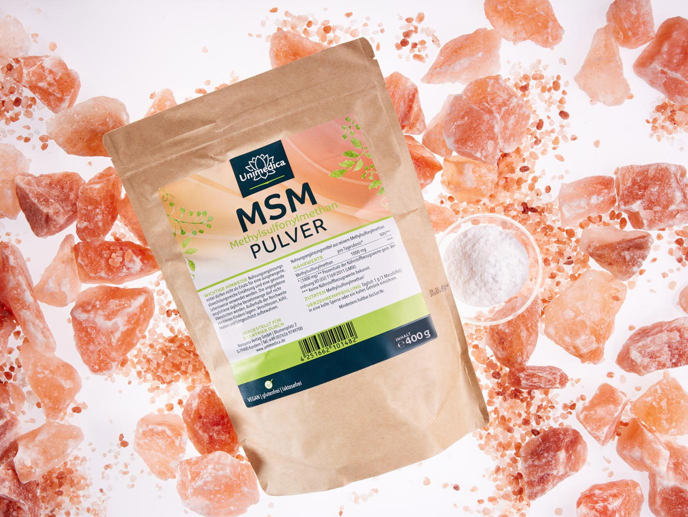 Poudre de MSM 400 g - pureté 99 % - 1 000 mg par dose journalière (½ cuillère doseuse) - par Unimedica