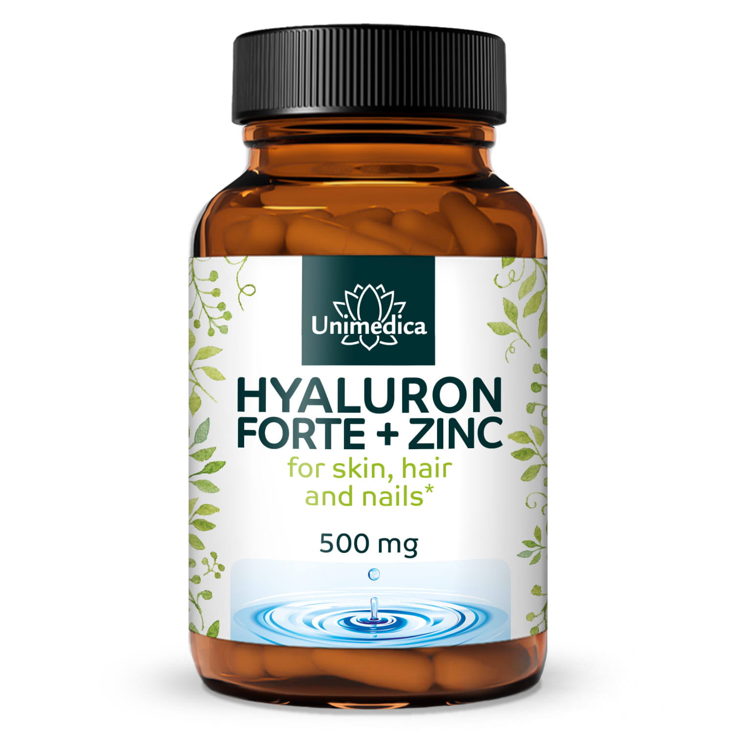 Hyaluron forte - with zinc for skin, hair and nails* - 500 mg hyaluron per daily dose (1 capsule) - high-dose - 90 capsules
