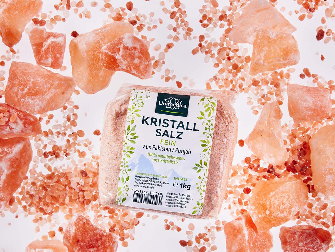 Crystal salt (also known as Himalayan salt) - fine - 1 kg - from Unimedica