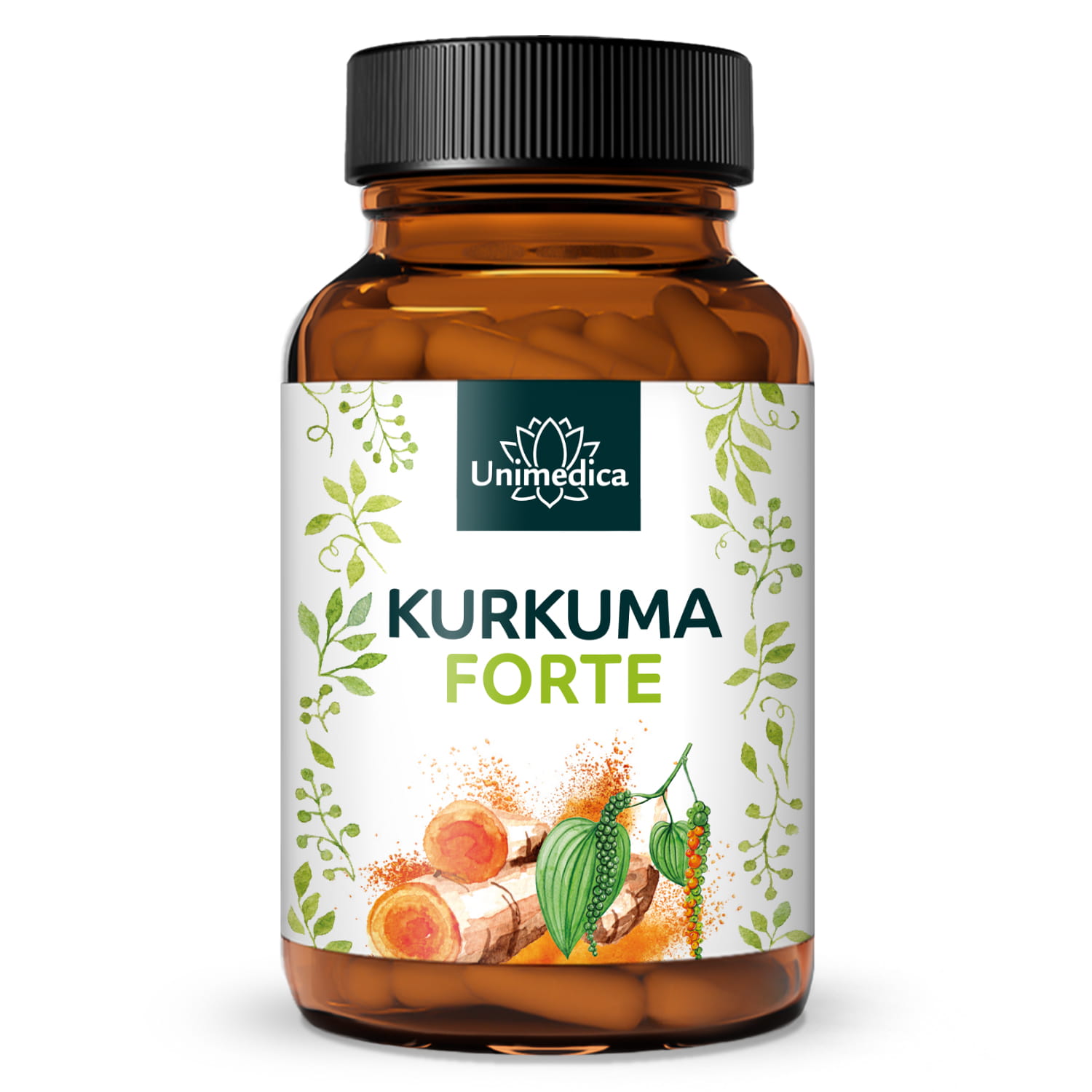 Kurkuma FORTE - mit schwarzem Pfeffer - 90 Kapseln - von Unimedica