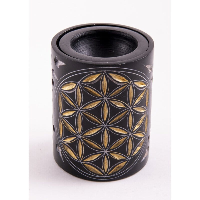 Aromalampe - Blume des Lebens schwarz/gold - Berk