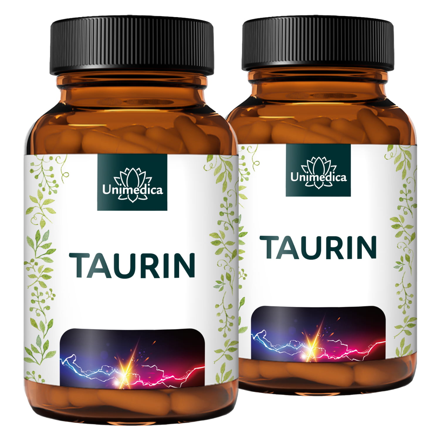 2er-Sparset: Taurin - 1000 mg pro Tagesdosis (2 Kapseln) - 2 x 120 Kapseln - Taurine - von Unimedica