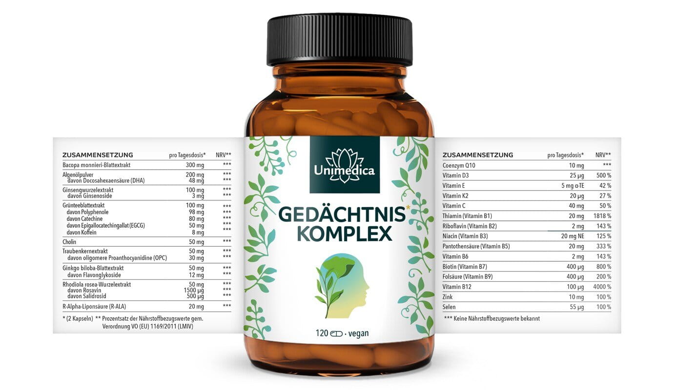 2er-Sparset: Gedächtnis* Komplex - 2 x 120 Kapseln - von Unimedica