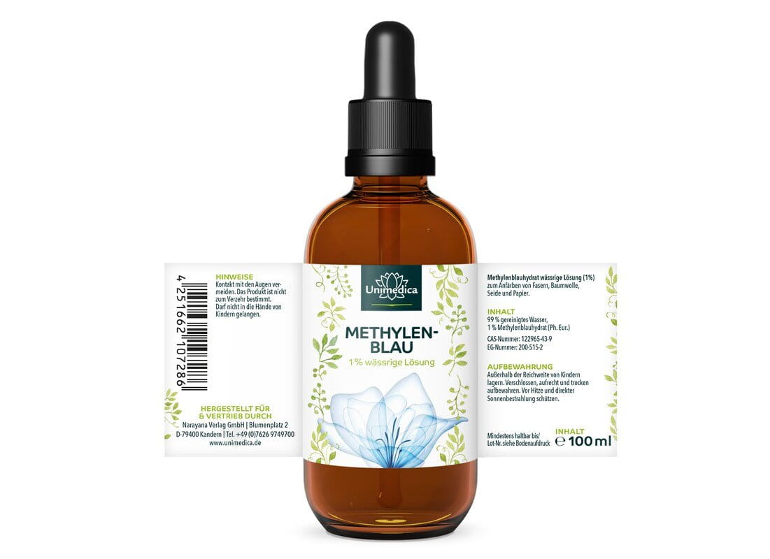 Methylenblau - 1 % wässrige Lösung - 99,8 % rein - frei von Schwermetallen - 100 ml - von Unimedica