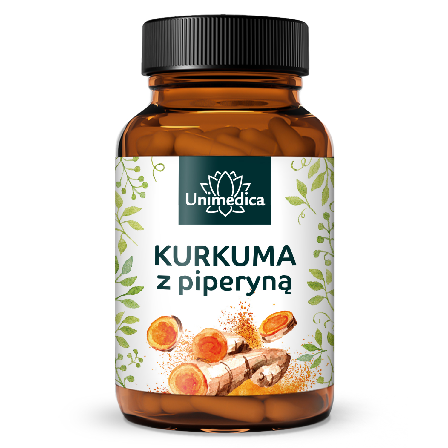 Kurkuma z piperyną - 300 mg kurkuminoidów i 10 mg piperyny na dzienną dawkę (1 kapsułka) - 90 kapsułek - od Unimedica