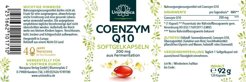 Lot de 2: Coenzyme Q10 - 200 mg - 240 capsules molles - Unimedica