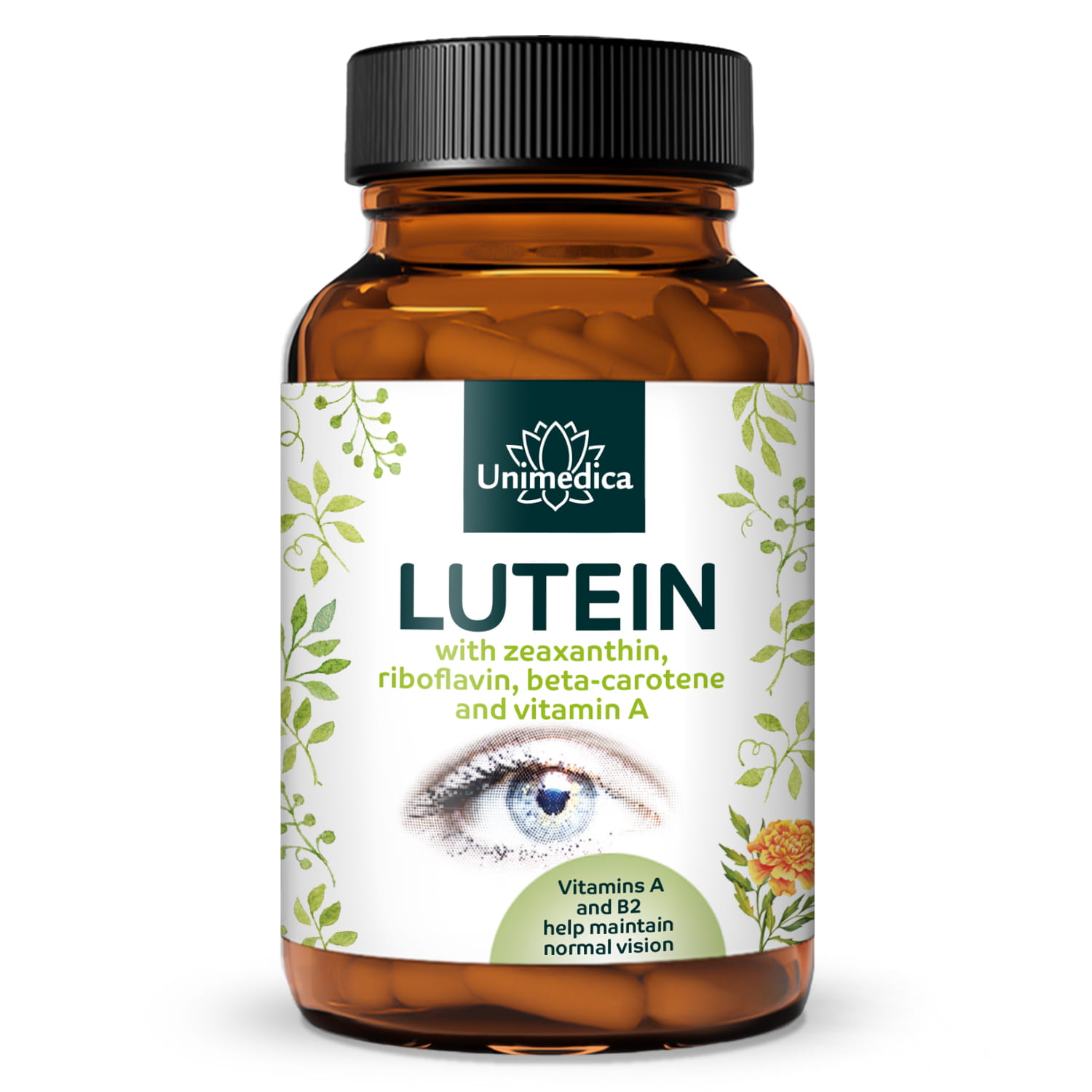 Lutein - with Zeaxanthin + Vitamin B2 + Beta-Carotene + Vitamin A - 90 capsules - from Unimedica