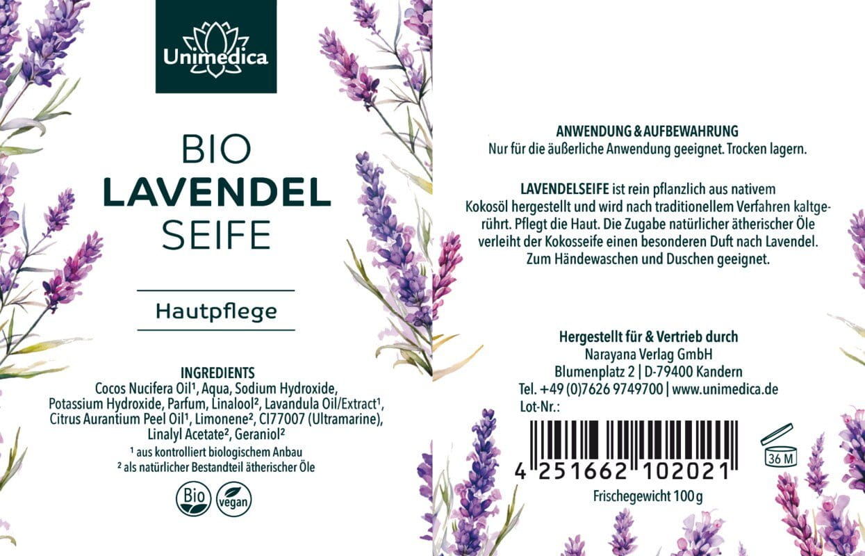 Bio Lavendelseife - 100 g - von Unimedica