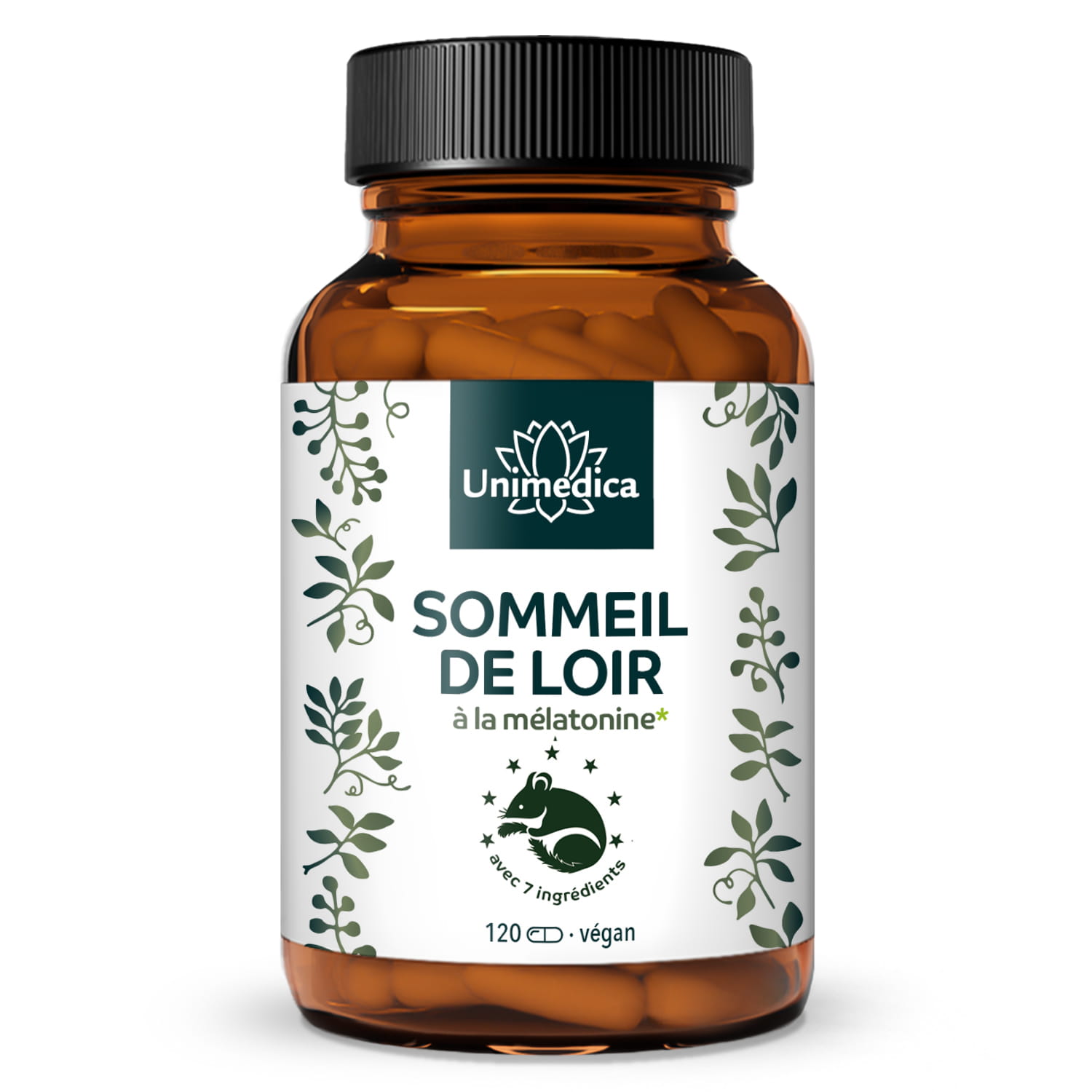 Loir - complexe à la mélatonine*, vitamines, L‑tryptophane, ashwagandha bio et brahmi bio - 120 gélules
