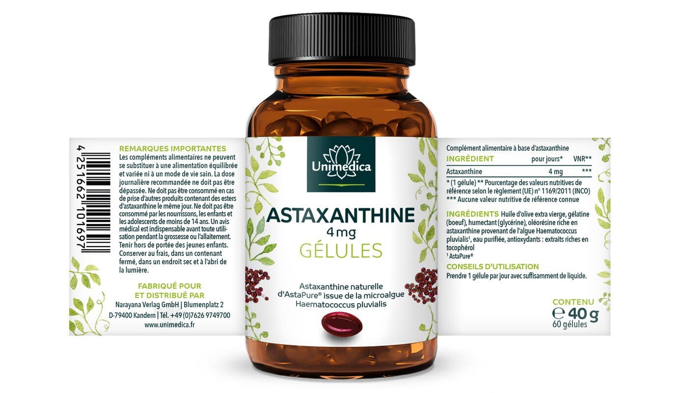 Lot de 2: Astaxanthine - AstaPure® - 2 x 60 capsules molles - par Unimedica