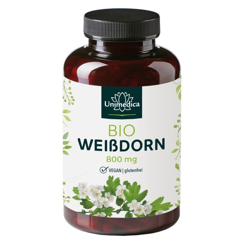 Bio Weißdorn - 800 mg pro Tagesdosis (2 Kapseln) - 200 Kapseln - von Unimedica