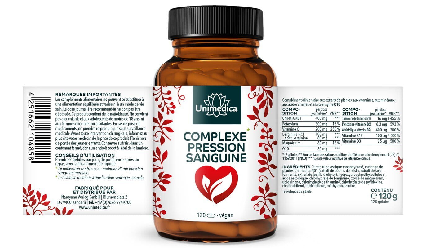 Complexe pression sanguine* - hautement dosé - 120 gélules - par Unimedica