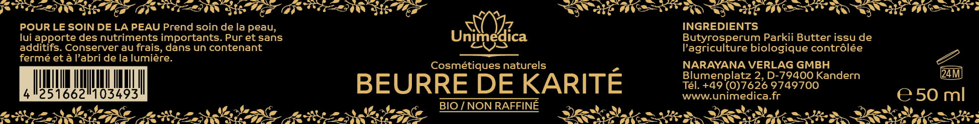 Beurre de karité BIO  non raffiné  50 ml - par Unimedica