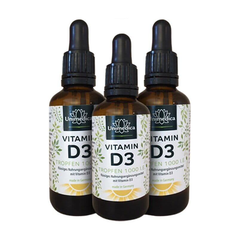 Lot de 3: Vitamine D3 en gouttes  50 ml  3 x 50 ml  Unimedica