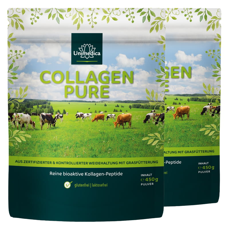 2er-Sparset: Collagen Pure - Kollagenprotein - aus LIAF zertifizierter Weidehaltung und Grasfütterung - 2 x 450 g Pulver - von Unimedica