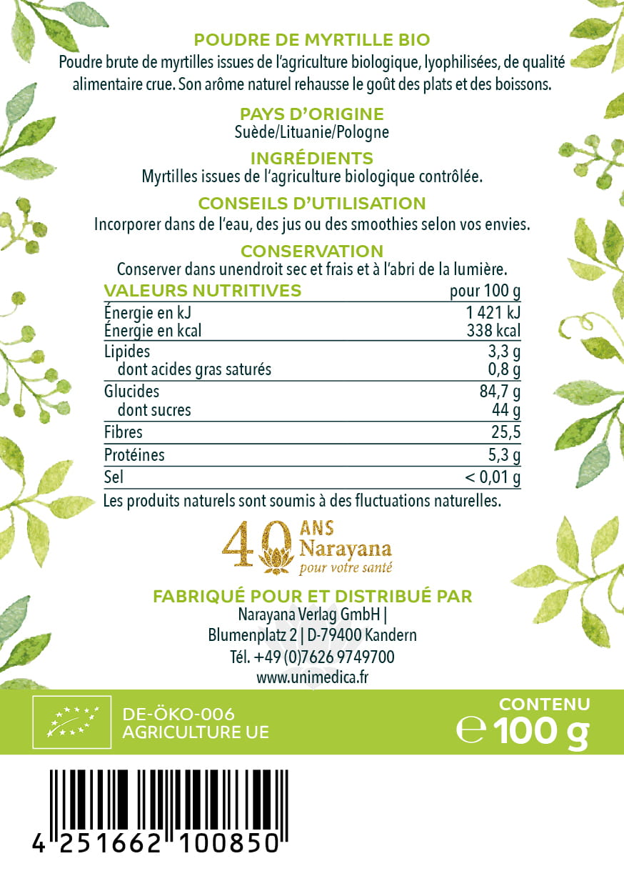 Poudre de myrtille sauvage BIO